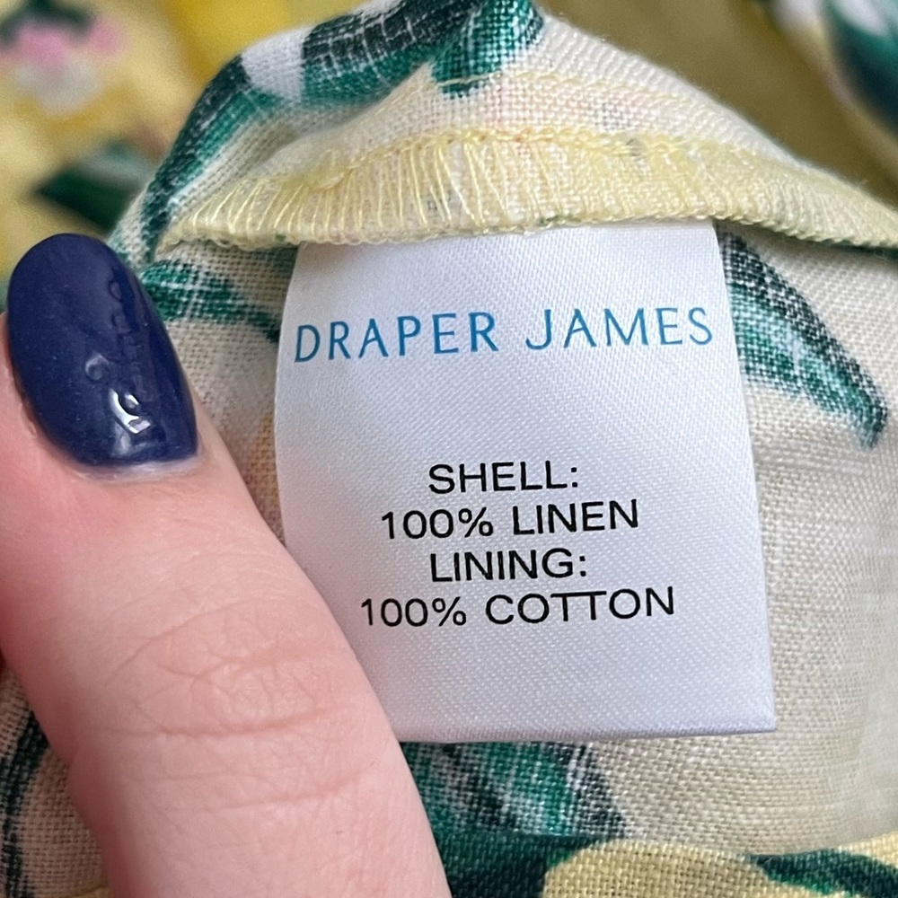 Draper James Yellow Lemon Print 100% Linen Mini Dress - Picture 12 of 13